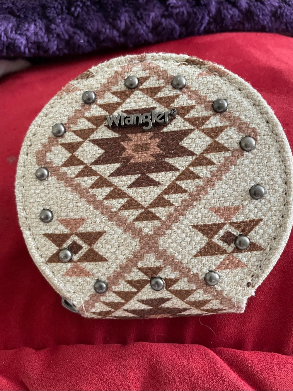 Wrangler Aztec Coin Purse - Cream & Brown Zip Around NWOT